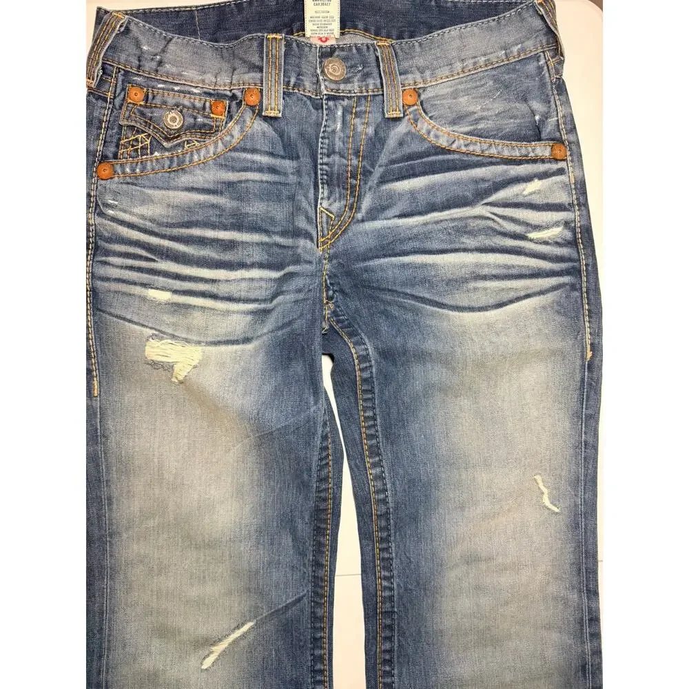 True Religion Billy Big T Distressed Jeans Mens 34 Blue Made In USA Y2K